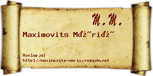 Maximovits Márió névjegykártya